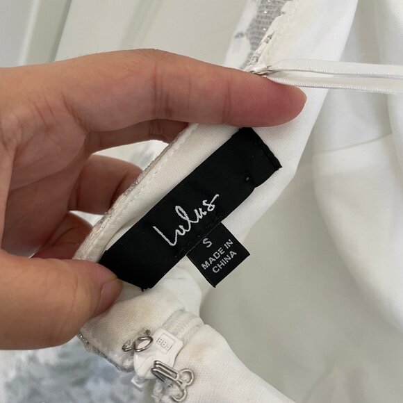 Ultimate Shine White Sparkly Lace One-Shoulder Mini Dress Lulus - Picture 4 of 5